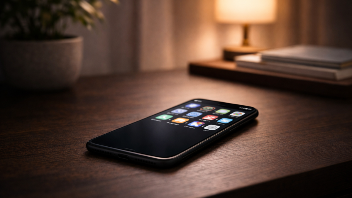 Teléfono móvil en un entorno cotidiano que representa el uso diario de la tecnología