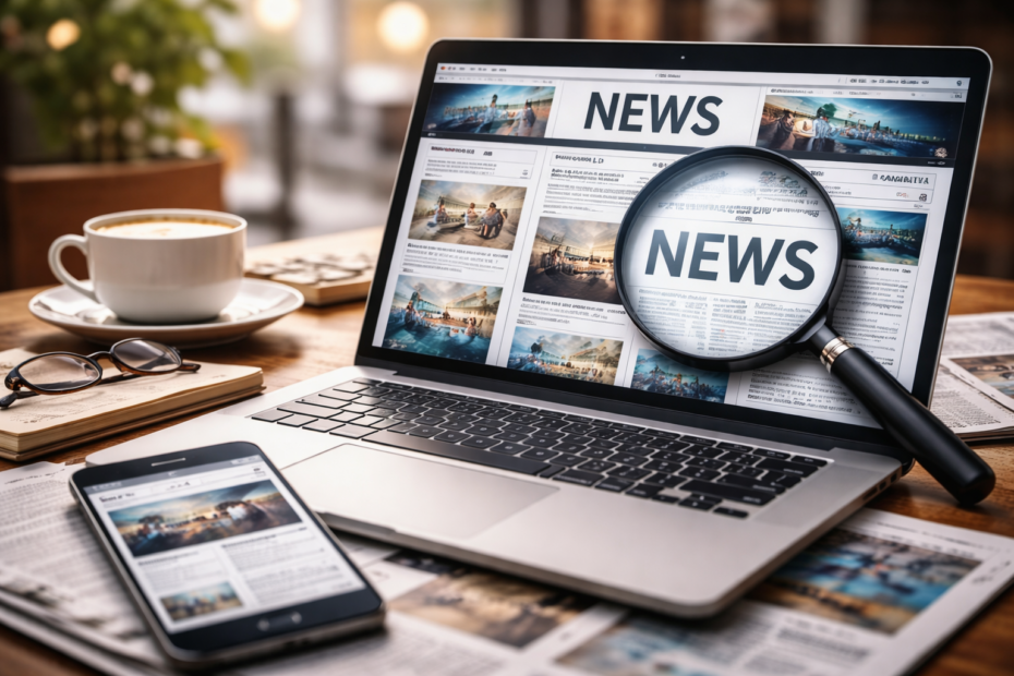 Ilustración de un entorno digital que representa el consumo de información en la actualidad