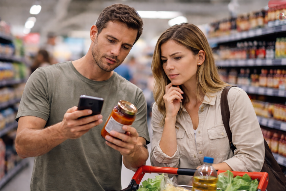 Pareja revisando gastos del hogar y tomando decisiones de compra en un entorno cotidiano