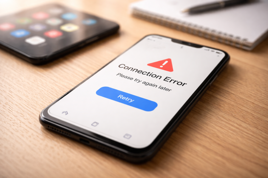 Pantalla de smartphone que representa una interrupción temporal en aplicaciones de uso diario