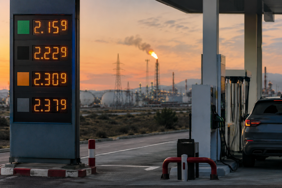 Instalaciones petroleras y torres de extracción de crudo mientras la OPEP+ aumenta la producción en medio de las tensiones geopolíticas en Oriente Medio.